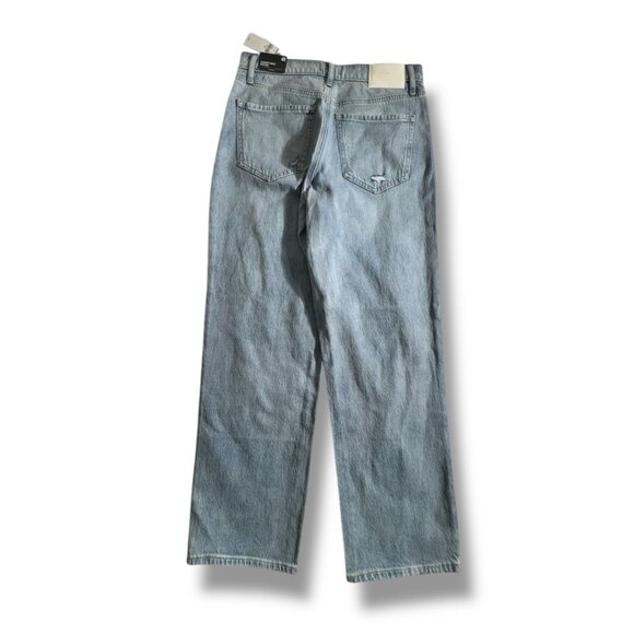 NWT Express Straight Ankle High Rise Distressed Light Wash Denim Jeans Womens 4R - Picture 2 of 6